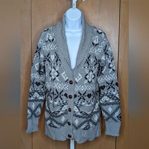 Victoria Secret PINK Fair Isle Geometric Cardigan Sweater Medium GUC